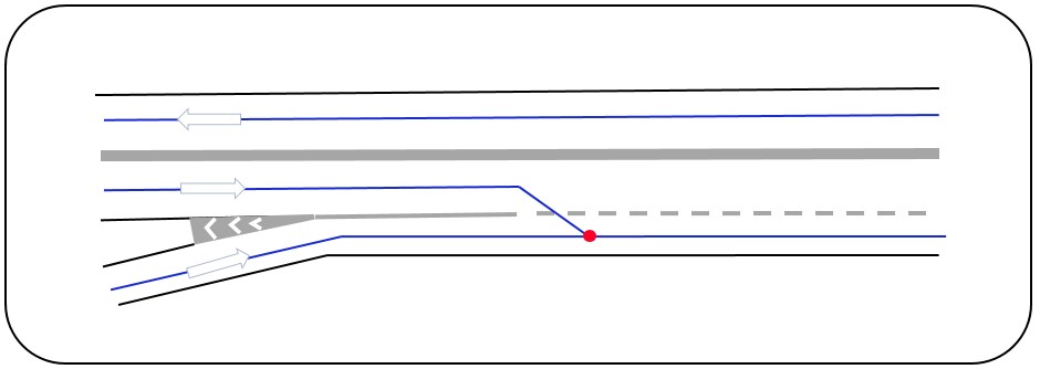 2+1 road switching to 2 lanes - Figure 6