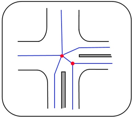 Two roads with separate roadways and two without - Figure 30